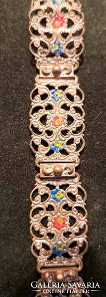Antique jewelry, openwork metal enamel goldsmith work, bracelet. Size: 19 cm. Personal delivery Budapest xv. Dist