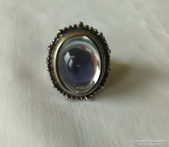 Large white stone women's ring with antique effect for sale!