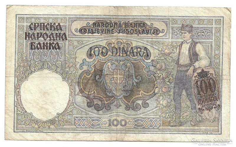 Jugoszlávia, 100 Dinár, 1941,