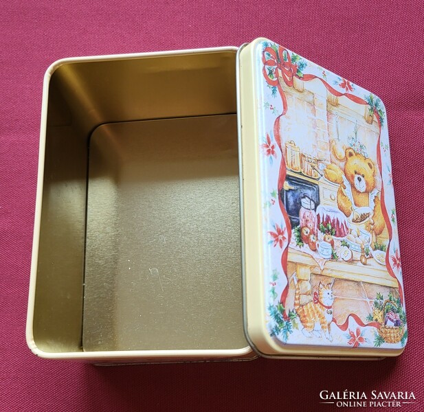 Christmas teddy bear metal box tin box cake biscuit storage gift box