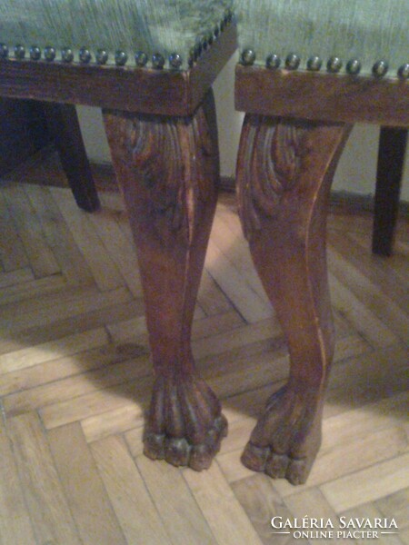 Kecses vonalú eredeti art deco ebédlő székek (legyezőmintás háttámlával, faragott lábakkal)