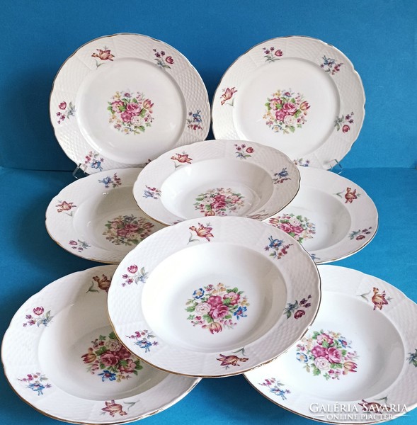 Floral tk thun Czechoslovak porcelain deep (6 pcs) and flat (2 pcs) plates