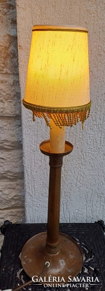 Antique table lamp Biedermeier candle holder made of elegant copper. Video.