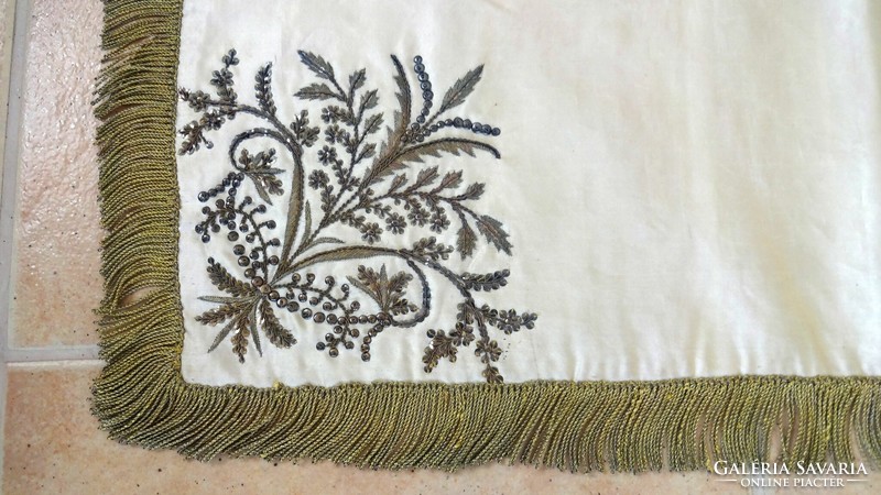 Antique silk blanket embroidered with gold