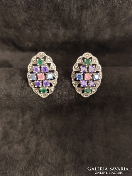 Beautiful silver earrings with colorful stones