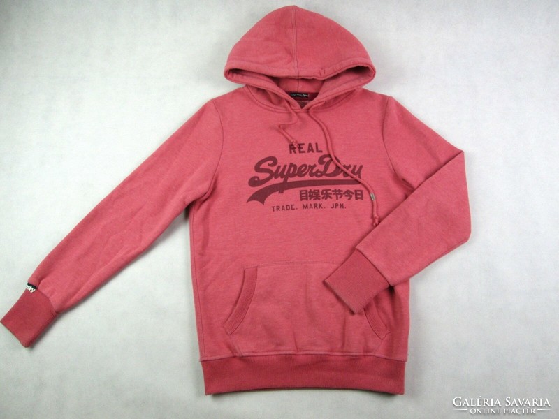 Original superdry (s / m) long sleeve women's coral hooded sweatshirt