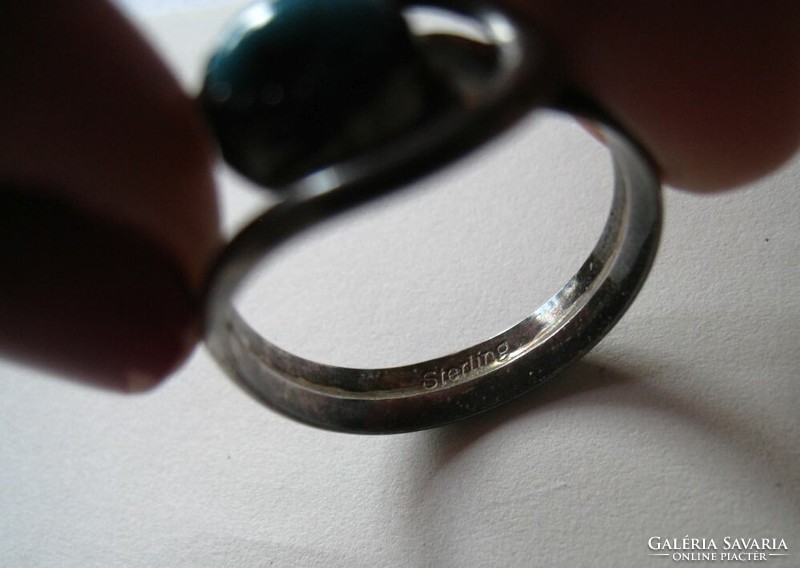 Indián ezüst gyűrű valódi türkizzel - állítható