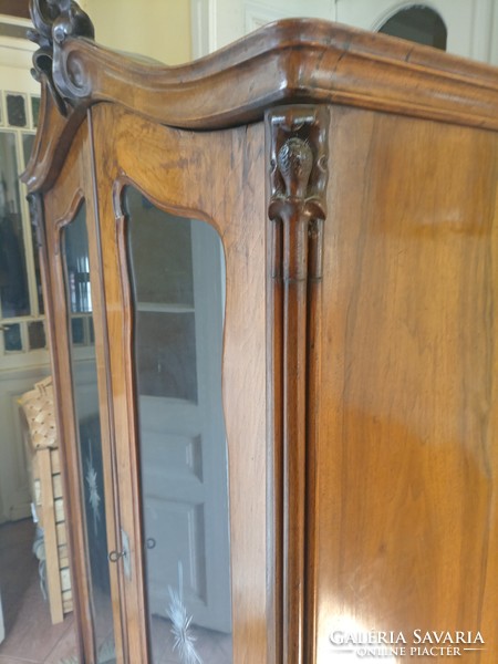 Viennese Baroque style, two-door wardrobe, second half of the 19th century, with polished glass.