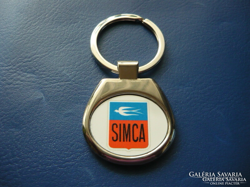 Simca oval metal keychain