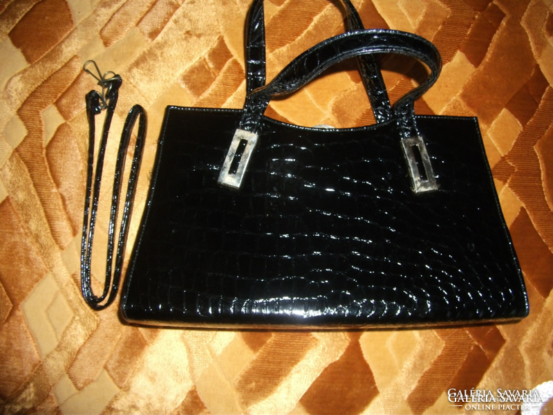 Black self-designed women's bag with short and long handles from Australia, width: 31 cm, height: 19 cm