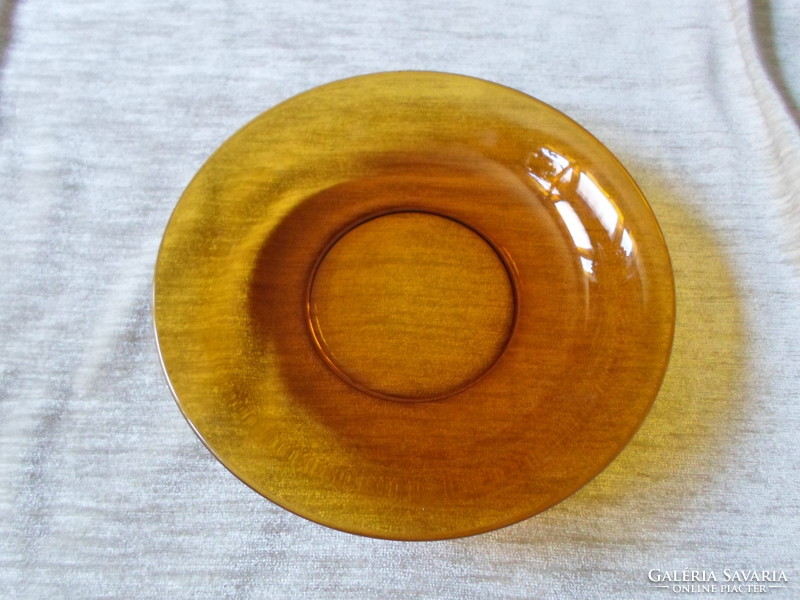 Retro glass bowl, round serving bowl (glass) 3. (Amber color)