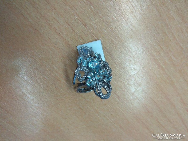Csodás antik stílusú kéktopáz drágaköves sterling ezüst gyűrű