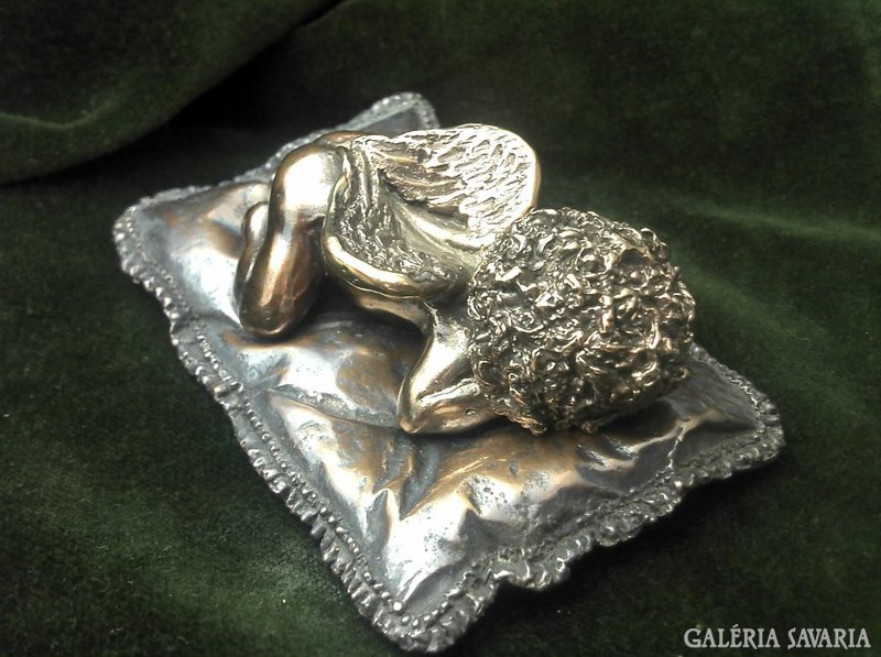 Resting angel bronze statue