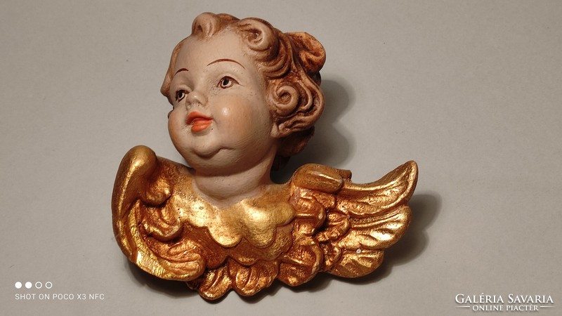 Antique art nouveau gilded wooden putto angel wall or Christmas tree decoration