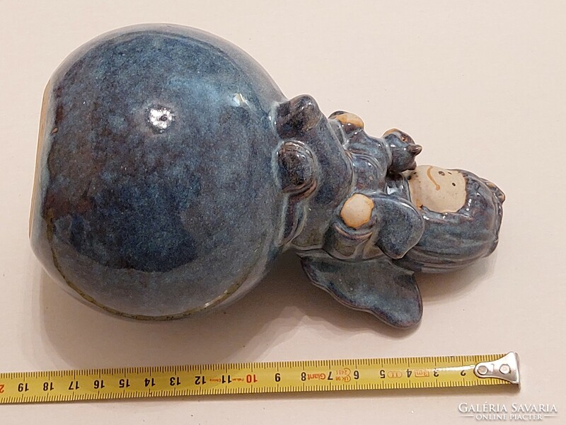 Blue ceramic angel with squirrel 18 cm