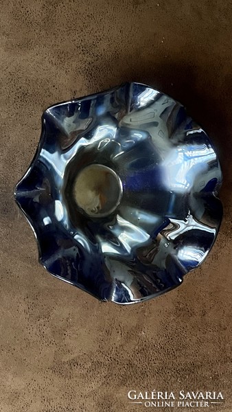 Blue, handcrafted unique glass vase and bowl set, Budapest, downtown