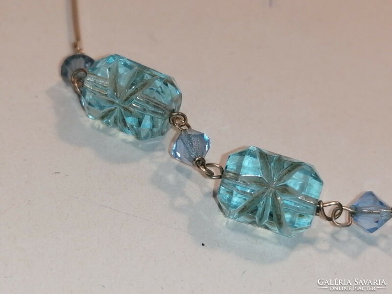 Kék üveg antik nyaklánc (1081)