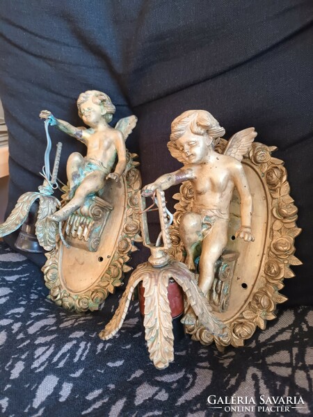 Sárgaréz falikar pár angyalos figurális