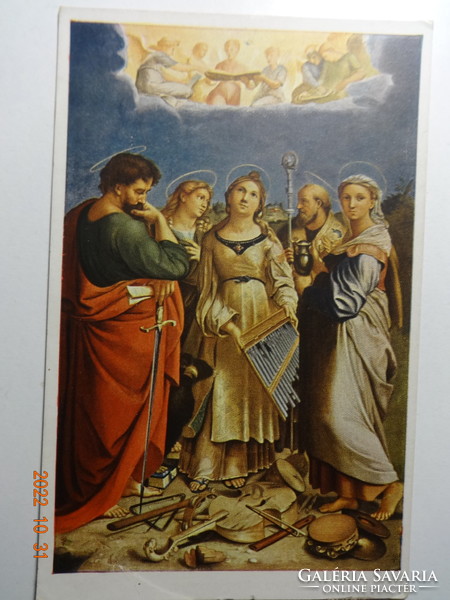 Régi postatiszta művészi képeslap: Raffaelo Szent Cecília