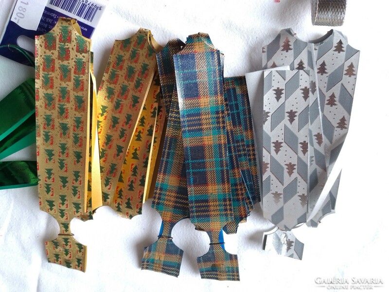 Karácsonyi ajándék díszítő dekoráció szalag csomag arany ezüst piros zöld fenyőfa húzós masni cellux