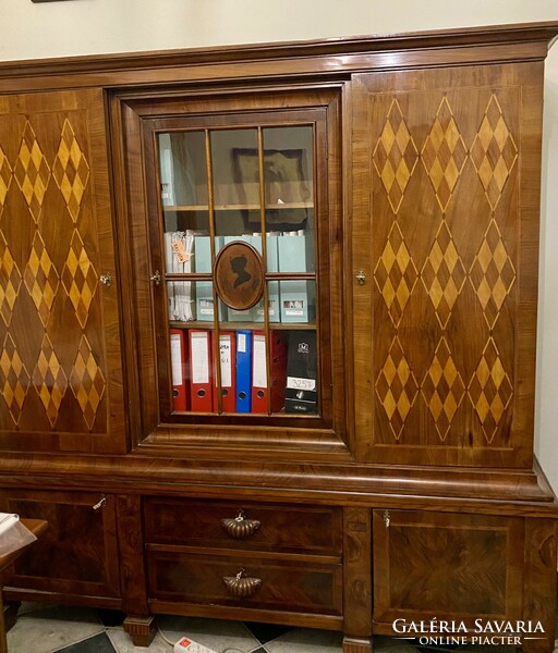 Inlaid glass large cabinet restored in beautiful condition