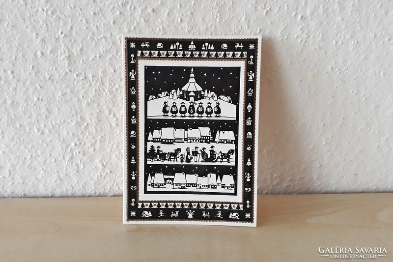 Retro folding Christmas card from ndk, postal clean
