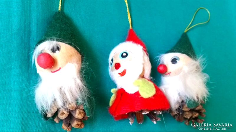 Old Christmas cone elves, cone dolls, rare Christmas ornaments in good condition 8 - 9 cm