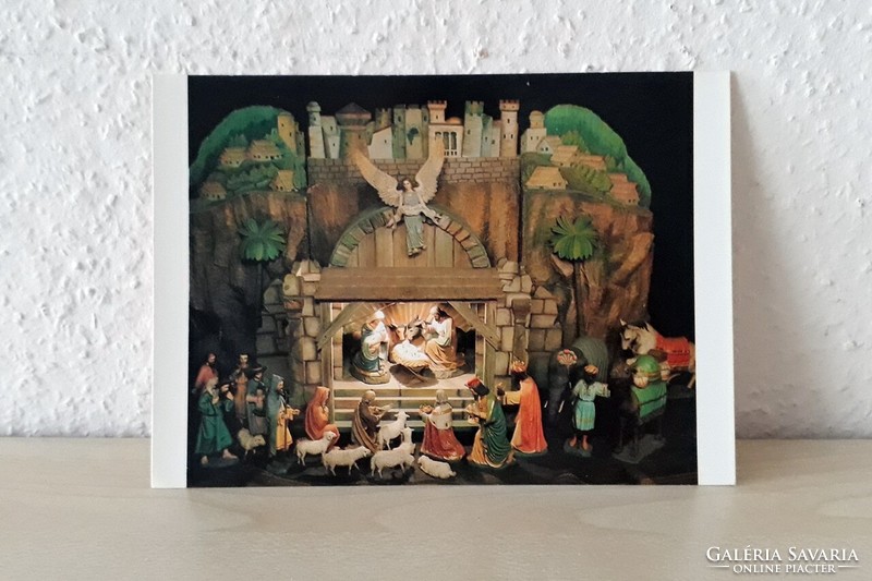 Retro Czechoslovak Christmas card, Nativity scene