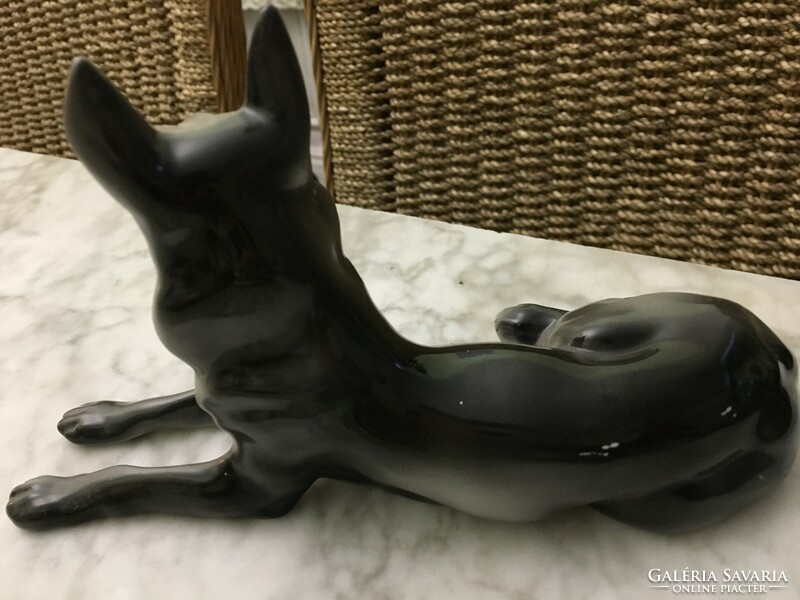 Eredeti jelzett nagy méretű hollóházi porcelán juhász kutya