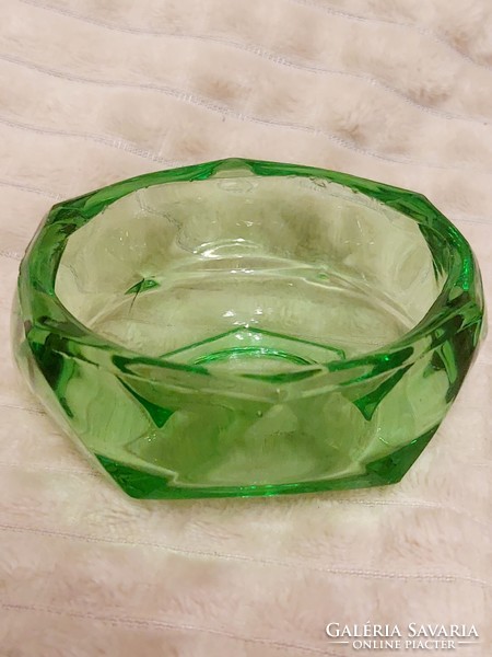 Yellow green polished ashtray.