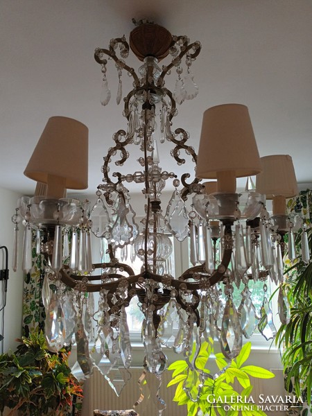 Brass Maria Theresa crystal chandelier