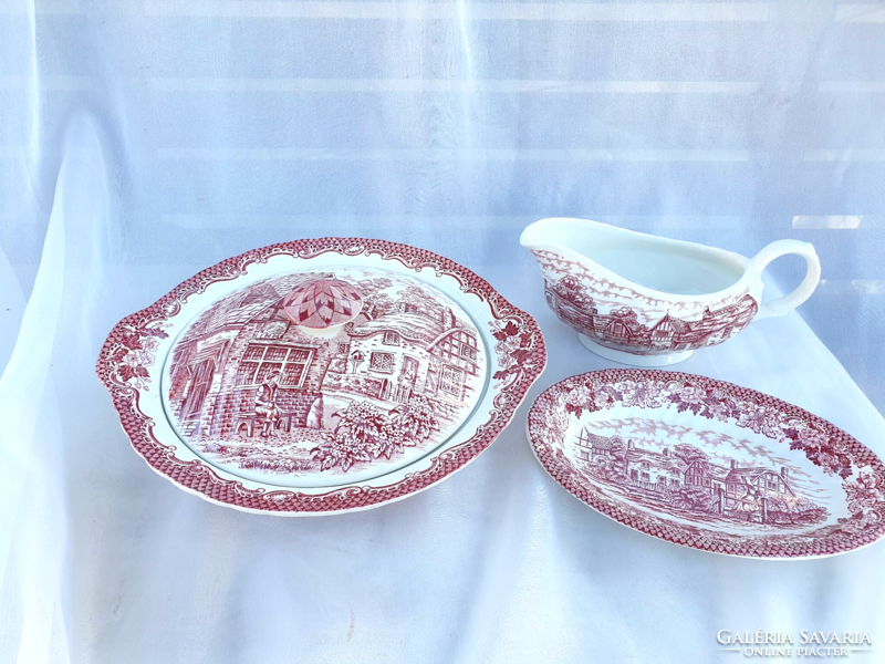English covered bowl with sauce bowl