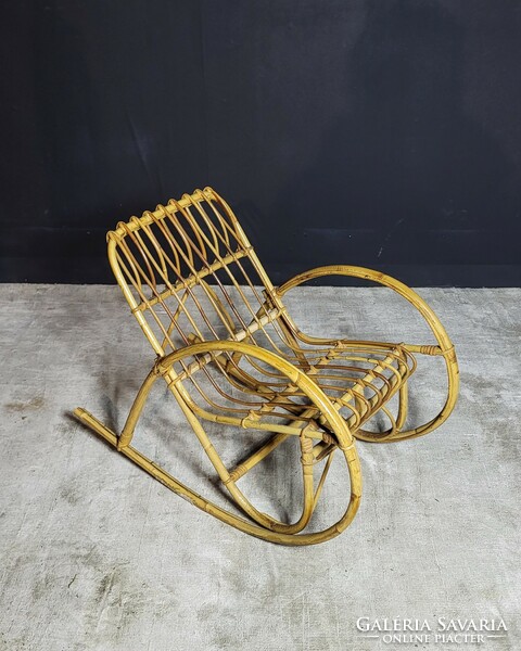 Vintage Italian bamboo children's chair, rocking chair