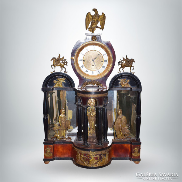 Empire quarter-stroke mantel clock with bronze decoration