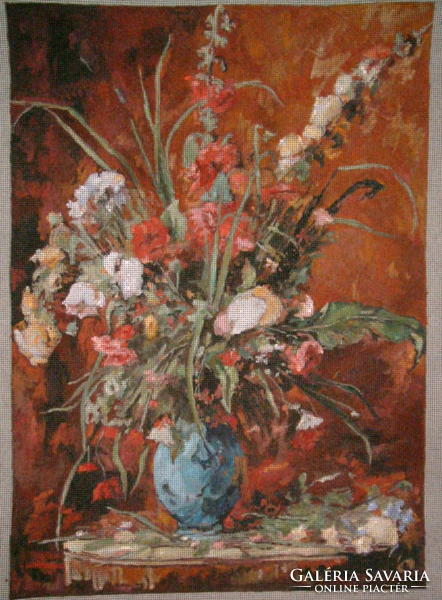 "Flower still life" unique artistic, hand-painted tapestry, base size 50*75 cm