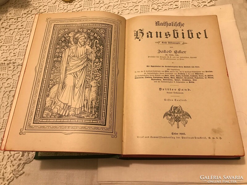 Jakob Ecker- Katolikus biblia,gótbetükkel. 1905-ből Nagyon szép,teljesen új,állapotban.26x17 cm.