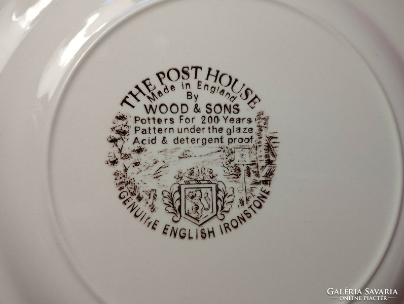 Gyönyörű angol jelenetes porcelán 3 darabos reggeliző