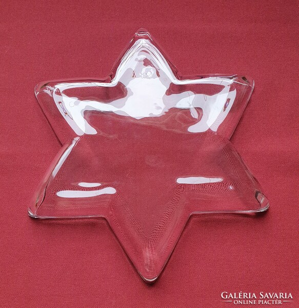 Karácsonyi üveg csillag alakú tálaló tál kínáló asztalközép