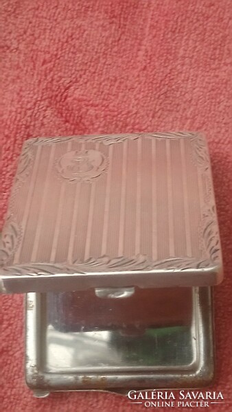 Antique silver chiseled hallmarked, master-marked monogrammed powder holder