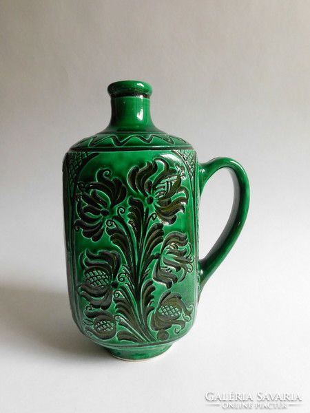 Józsa János korund - green bottle 21 cm