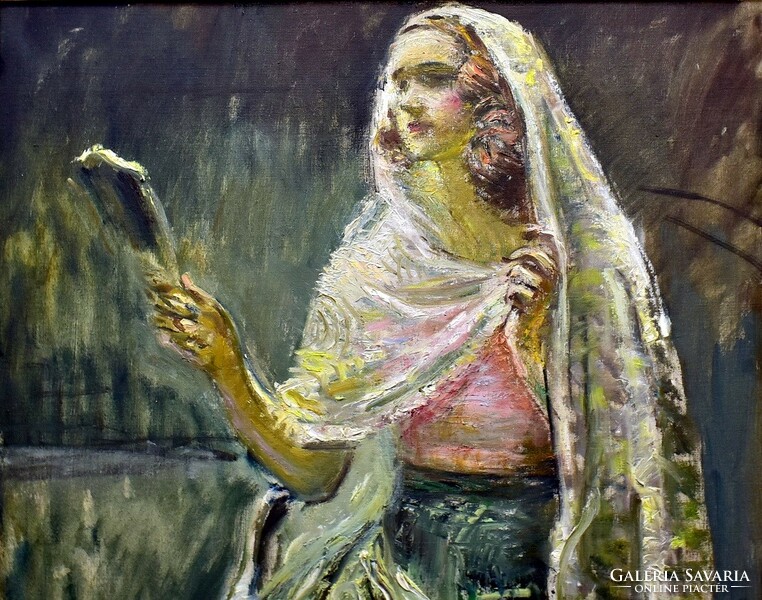 Márk lajos (1867-1940): young lady with a mirror