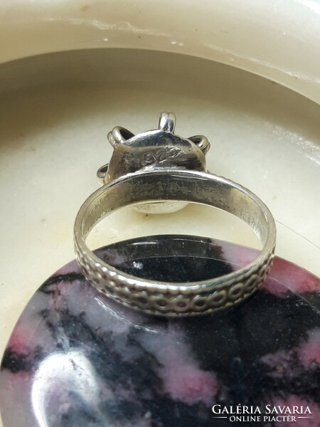 Antik, jade köves ezüst gyűrű - 53- as méret