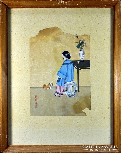 Zhou Pei Chun (Kína , müködött 1880-1910 között): LÁNY SZOBAKUTYÁVAL