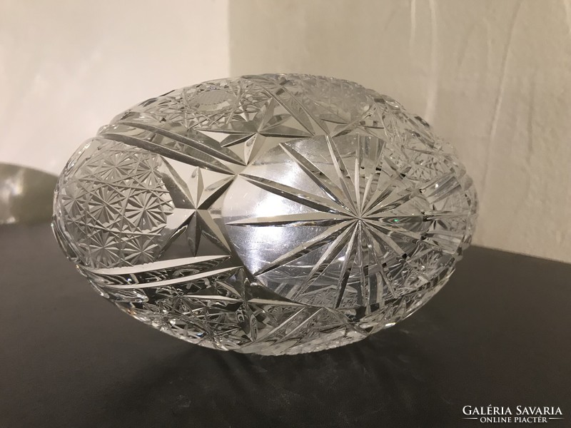 Cseh Metszett ólomkristály ovális Asztaldisz -Retro Üveg kináló