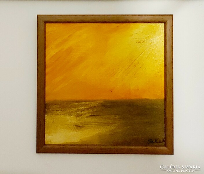 Kata Szabó: "endless" oil painting, size 20x20 cm, material wood, signed