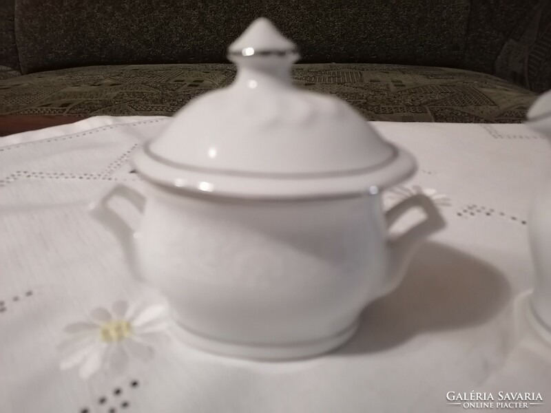 Porcelain sugar bowl and milk spout