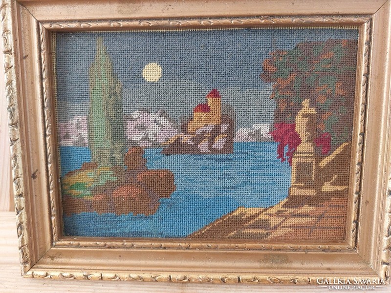 (K) small tapestry picture maria derzsy (?) 20X16 cm with frame
