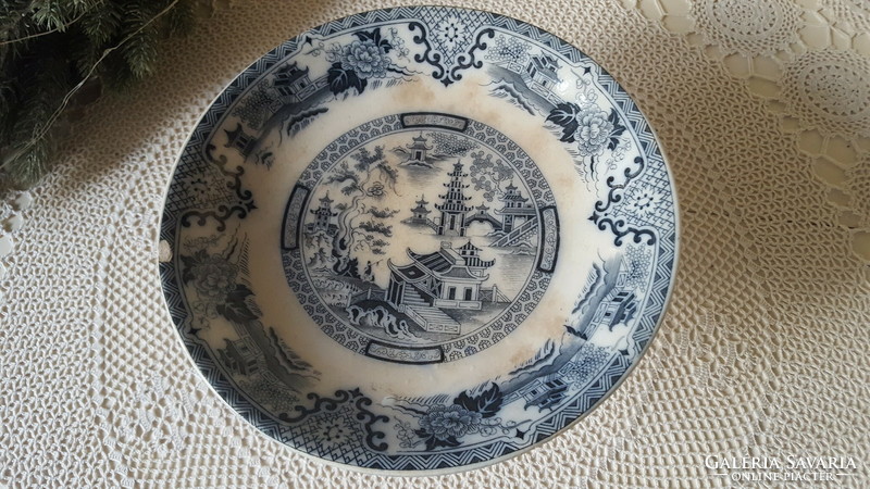 Antique villeroy boch wallerfangen Shanghai porcelain cake plate with base