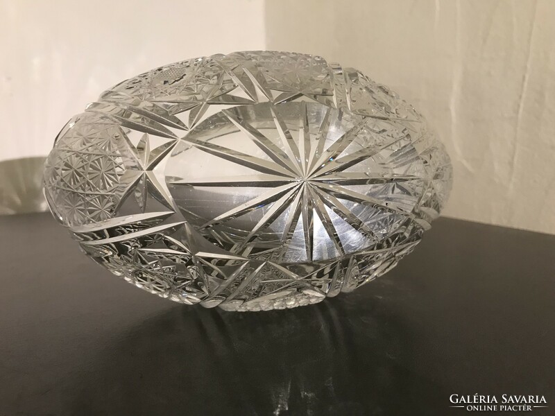 Cseh Metszett ólomkristály ovális Asztaldisz -Retro Üveg kináló