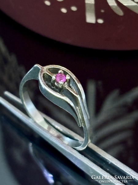 Antik ezüst gyűrű, valódi rubin kővel